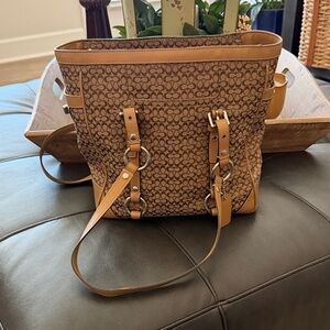 Coach Tan Signature Tote Bag with Dust Bag.